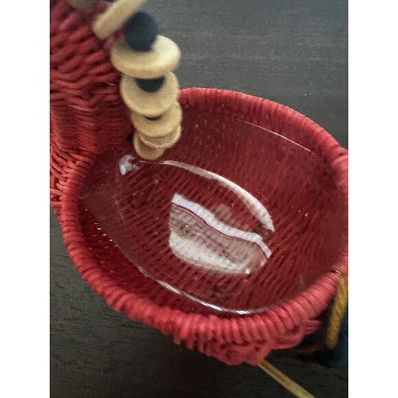 Avon Vintage Wicker Red Rocking Horse Yarn Tail Christmas Basket Trinkets Kitsch - Picture 9 of 14